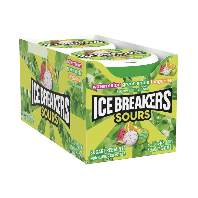 ICE BREAKERS Sours Assorted Fruit Flavored Sugar Free Mints Tins, 1.5 oz (8 Count) - Image 2